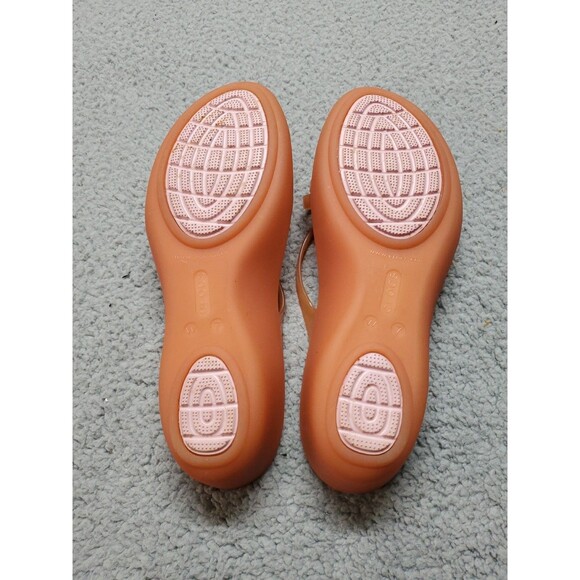 Crocs Isabella Sandals Womens Size 7 Orange Mini Wedge Flip Flops Casual Jelly - Picture 5 of 10